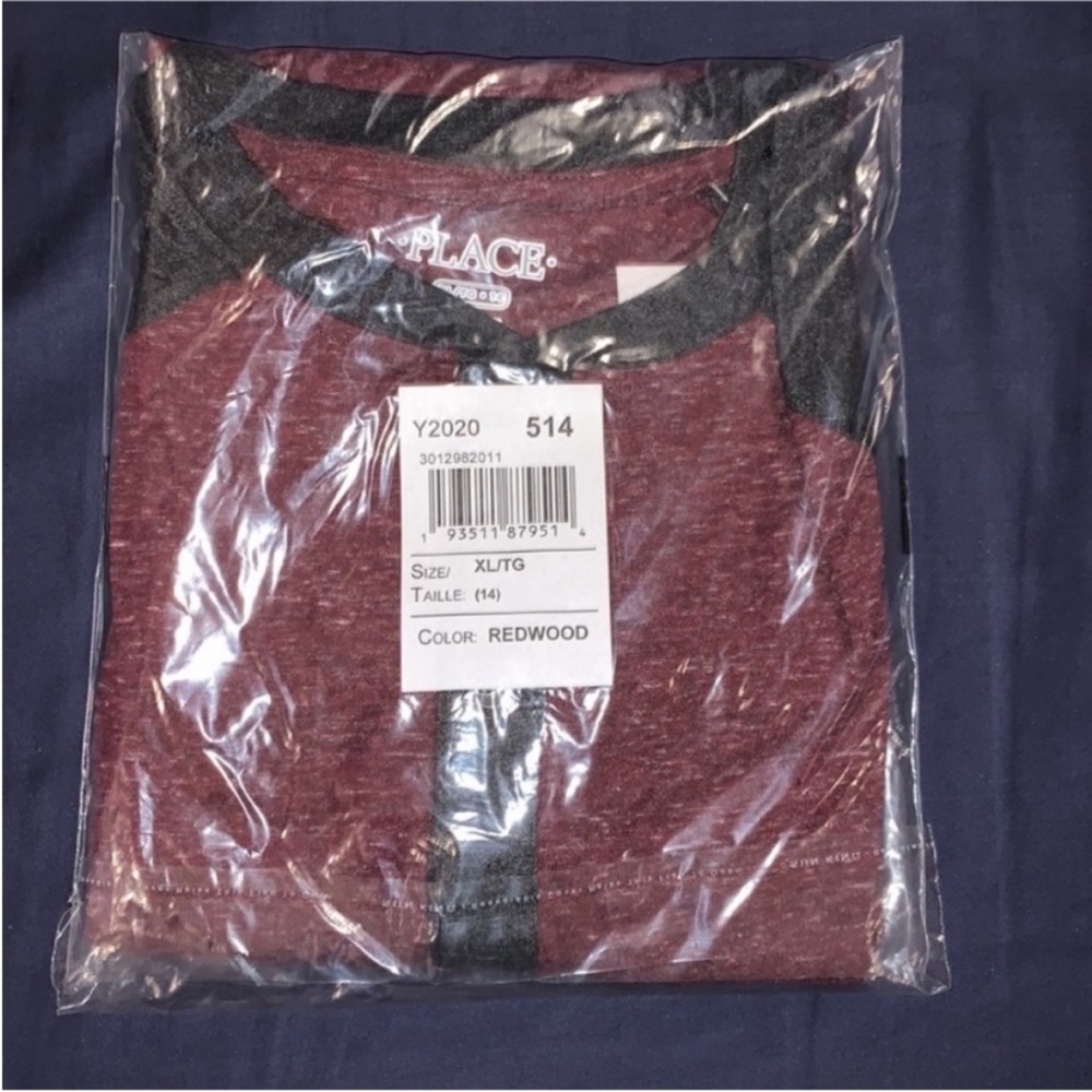 NWT Boy’s Children’s Place Maroon Henley 3/4 Button Up Long Sleeve - size 14(XL)
